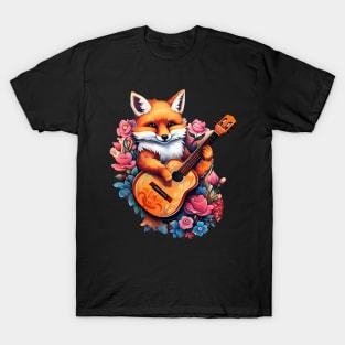 Cottagecore Fox With Acoustic Guitar T-Shirt